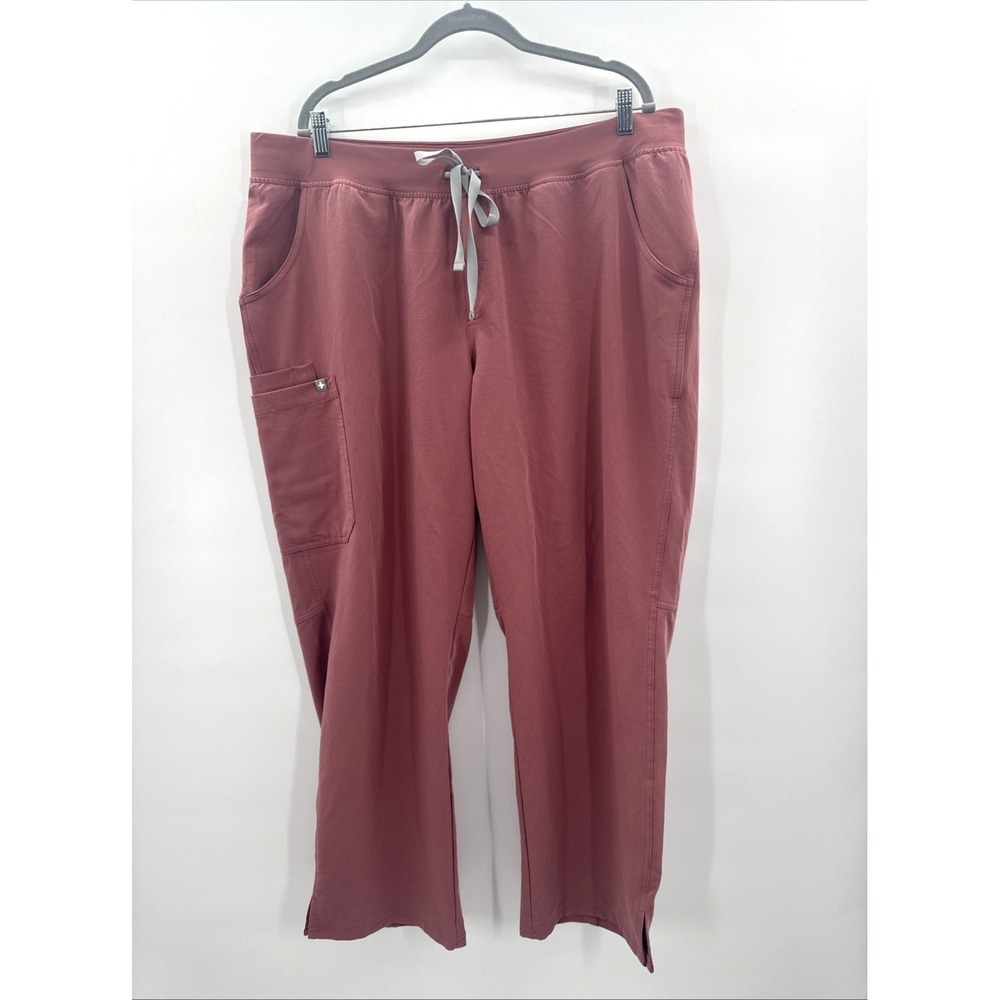 Figs Kade Cargo Scrubs Pants Womens Plus Size 4XL Pink Technical Medical Utility